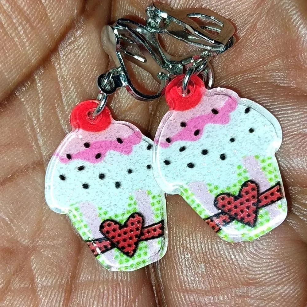 Cupcake Super cute kid's fashion clip-on earrings